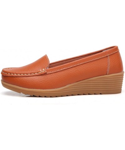 Women Wide Business Casual Work Shoes Non Slip Round Toe Fashion Classic Ladies Travel Slip On Loafers Orange $13.15 Loafers ...