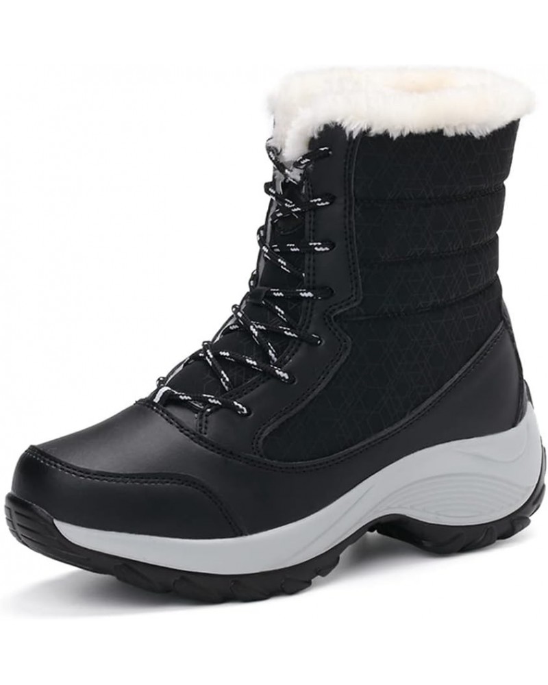 Women's Snow Boots Winter Waterproof Non-Slip Warm Boots Outdoor Walking Boots Casual Middle Boots High Top Cotton Shoes $22....