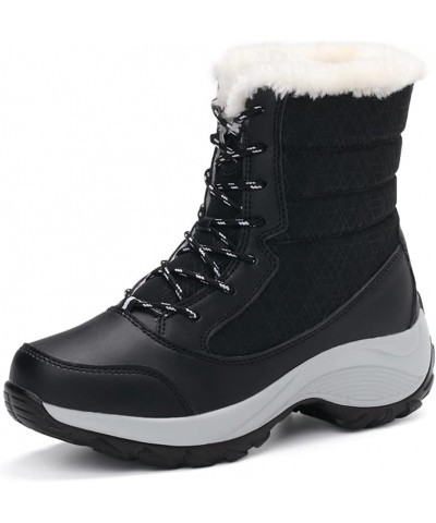 Women's Snow Boots Winter Waterproof Non-Slip Warm Boots Outdoor Walking Boots Casual Middle Boots High Top Cotton Shoes $22....