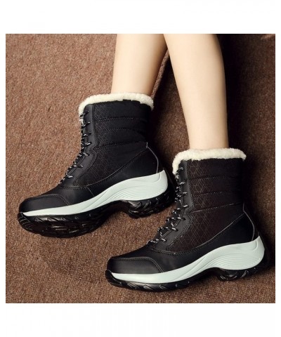 Women's Snow Boots Winter Waterproof Non-Slip Warm Boots Outdoor Walking Boots Casual Middle Boots High Top Cotton Shoes $22....