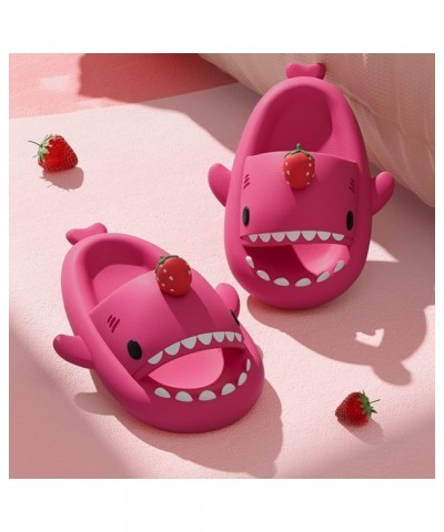 Shark Slides with 3D Fins, Unisex 3D Cartoon Eva Open Toe Shower Pool Shark Slippers Strawberry-purple $11.25 Slippers