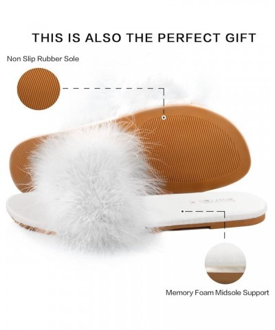 Women's Fluffy Pom Pom Feather Slipper Memory Foam Cozy Slippers House Bedroom Fuzzy Slippers for Women White $14.55 Slippers