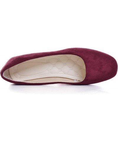 Women's Square Toe Slip On Ballet Flats,Cute Lightweight Candy Colors Shallow Outdoor Walking Shoes Red Wine $8.50 Flats