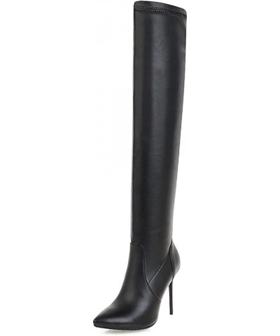 Ladies Wedding Pointed Toe Stiletto Heels Above Knee Stretch Boots Black 1 $44.14 Boots