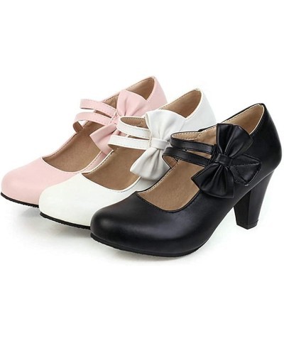 Ladies Causal Low Kitten Heel Pumps Shoes for Women's Classic Cute Lolita Mary Jane Round Toe Dress Shoes White $35.69 Pumps