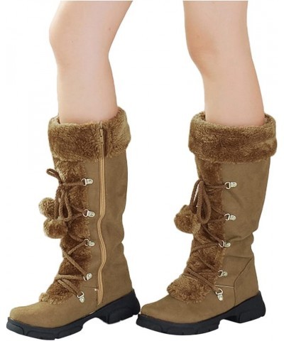 Black Platform Boots Short Wellies Women Women'S Knee High Boots Sexy Winter Casual Snow Boots Brown $30.88 Boots