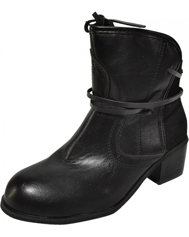 Boots for Women Ankle Booties Wide Ankle Booties Low Heel Women's Black Lace Up Low Heel Booties Booties Black Low Heel Women...