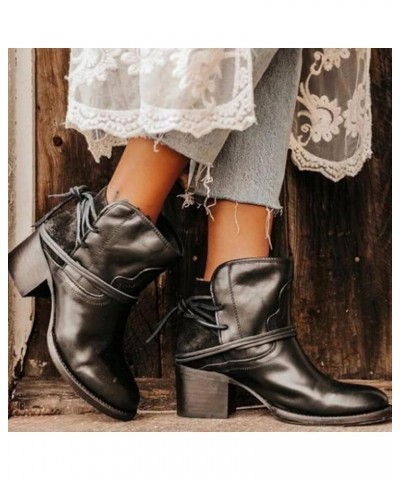 Boots for Women Ankle Booties Wide Ankle Booties Low Heel Women's Black Lace Up Low Heel Booties Booties Black Low Heel Women...