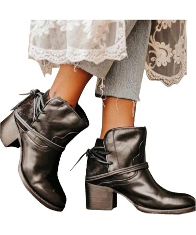 Boots for Women Ankle Booties Wide Ankle Booties Low Heel Women's Black Lace Up Low Heel Booties Booties Black Low Heel Women...