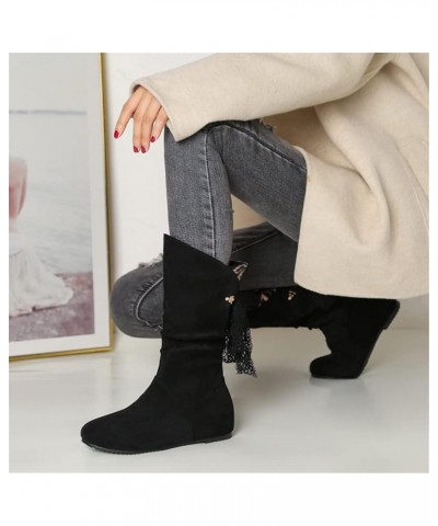 Student Lace Up Boots Women Flat Short Boots Classic Suede Ankle Boots Autumn Winter Warm Snow Boots Retro Slip-on Boots Wome...