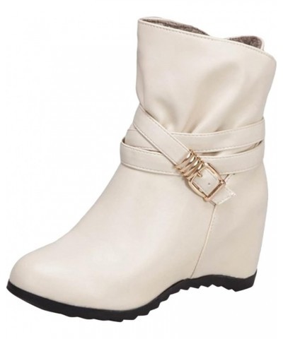 Work Boots, Cowgirl Boots for Women, Riding Boots for Women Heeled Boots Black Boots Booties for Women High Heel Beige-d $25....