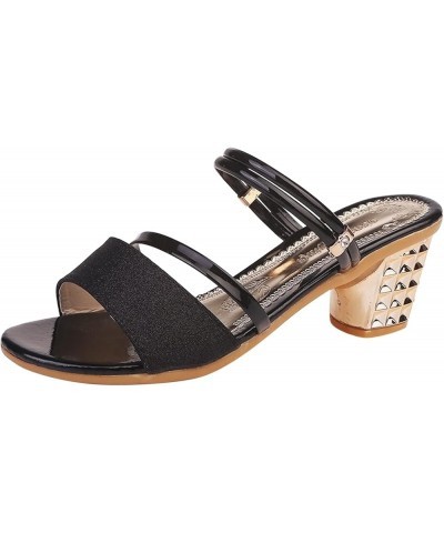 ankle strap heels for women,Spring And Summer Women Sandals Chunky Heel Open Toe Fashion Large Size High Heel Z 13-black $13....