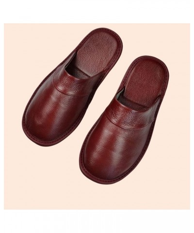 Mens Women Genuine Cowhide Leather Slippers Non Slip Home Bedroom Shoes House Slippers Comfy Indoor Slippers (Color : E, Size...