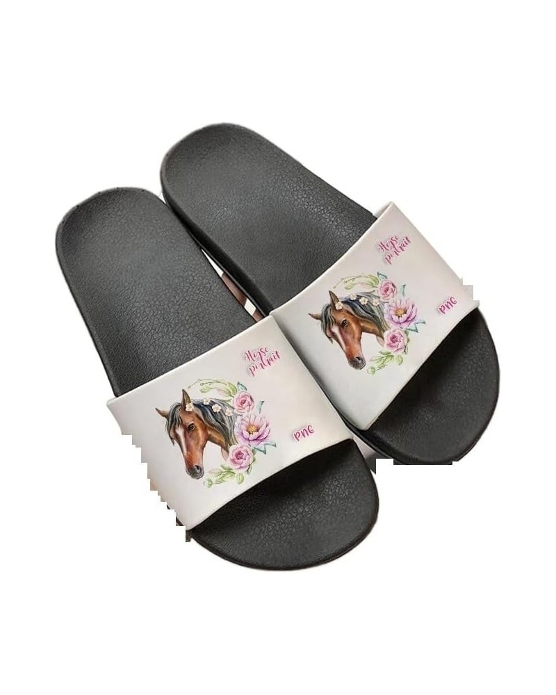 Summer Women Shoes Home Indoor Slippers Horse Print Beach Slides Filp Flops Thick Flat Bottom Sandals Ladies Shoes 8636 $14.4...