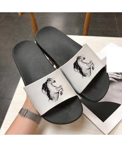 Summer Women Shoes Home Indoor Slippers Horse Print Beach Slides Filp Flops Thick Flat Bottom Sandals Ladies Shoes 8636 $14.4...