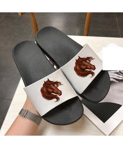 Summer Women Shoes Home Indoor Slippers Horse Print Beach Slides Filp Flops Thick Flat Bottom Sandals Ladies Shoes 8636 $14.4...