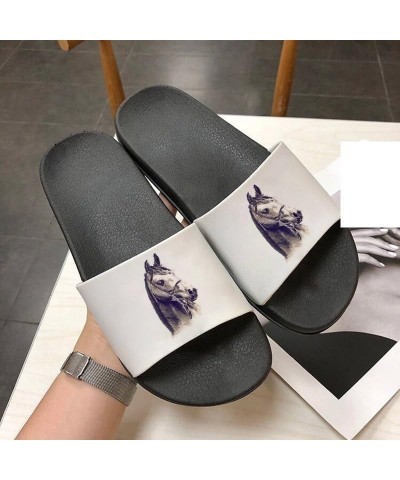 Summer Women Shoes Home Indoor Slippers Horse Print Beach Slides Filp Flops Thick Flat Bottom Sandals Ladies Shoes 8636 $14.4...