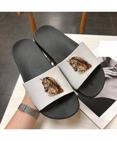 Summer Women Shoes Home Indoor Slippers Horse Print Beach Slides Filp Flops Thick Flat Bottom Sandals Ladies Shoes 8636 $14.4...