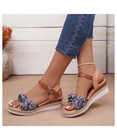 Women Arch Support Comfortable Soft Flip-Flop T-Strap Thong Sandal Elastic Band Anti Slip Platform Sandals 191-zoxro-blue-d $...