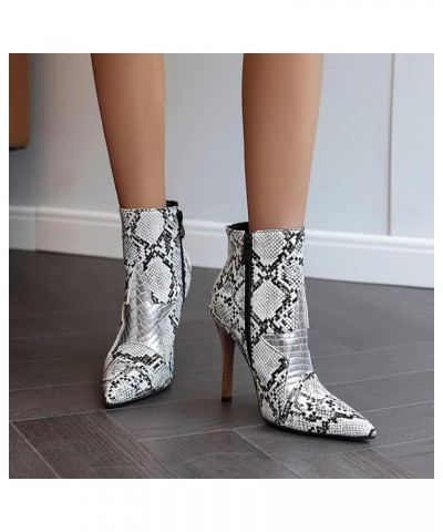 Women Western Cowboy Ankle Boots Ladies Solid Colour Glossy High Heel Fine Heel Star Decoration Colour Blocking Mid White $29...