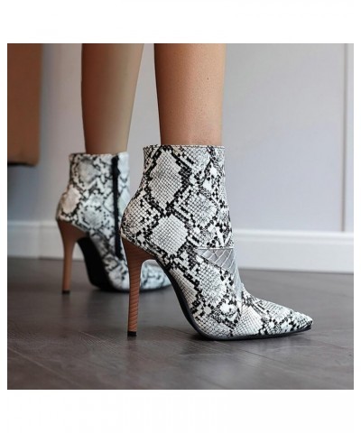 Women Western Cowboy Ankle Boots Ladies Solid Colour Glossy High Heel Fine Heel Star Decoration Colour Blocking Mid White $29...