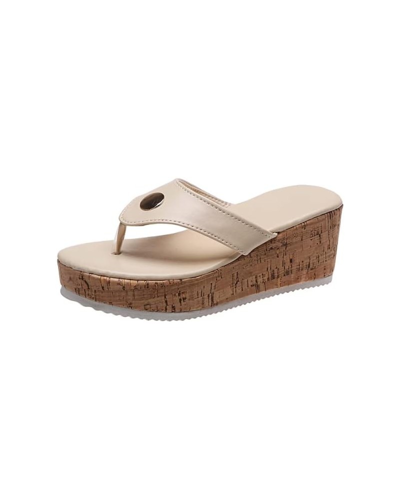 LONG-M Women Sandals Slippers Female Casual Platform Flip Flops Fashion Comfortable Outdoor Beach Slides Beige 41 $25.43 Sandals