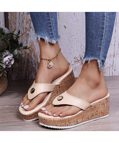 LONG-M Women Sandals Slippers Female Casual Platform Flip Flops Fashion Comfortable Outdoor Beach Slides Beige 41 $25.43 Sandals