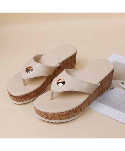 LONG-M Women Sandals Slippers Female Casual Platform Flip Flops Fashion Comfortable Outdoor Beach Slides Beige 41 $25.43 Sandals