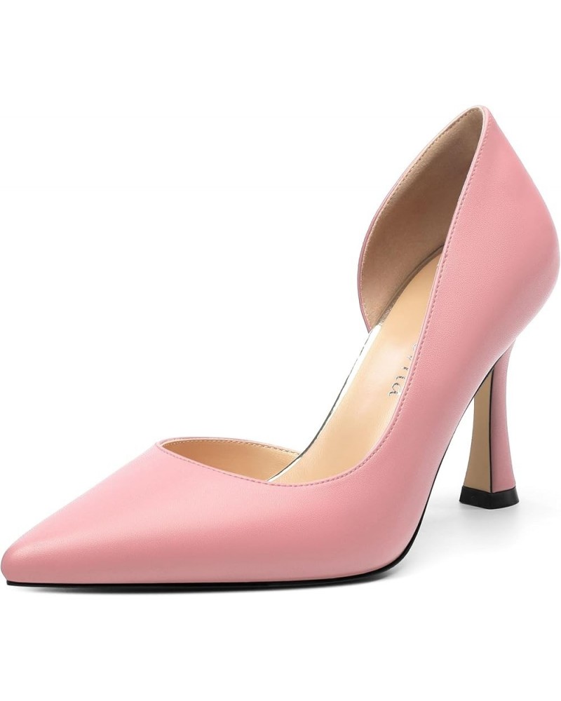 Women's Closed Pointed Toe D'Orsay Shoes Dress High Heels Pumps for Wedding Party，3.3inch Pink Matte $28.80 Pumps