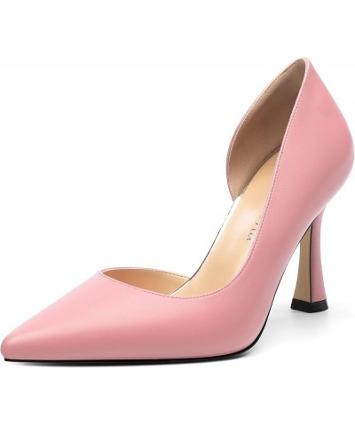 Women's Closed Pointed Toe D'Orsay Shoes Dress High Heels Pumps for Wedding Party，3.3inch Pink Matte $28.80 Pumps