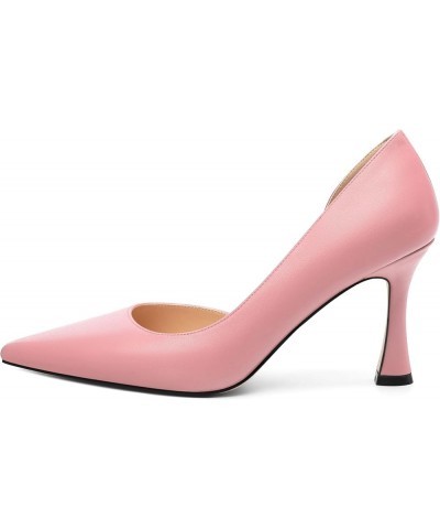 Women's Closed Pointed Toe D'Orsay Shoes Dress High Heels Pumps for Wedding Party，3.3inch Pink Matte $28.80 Pumps