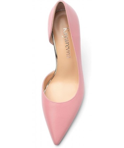 Women's Closed Pointed Toe D'Orsay Shoes Dress High Heels Pumps for Wedding Party，3.3inch Pink Matte $28.80 Pumps