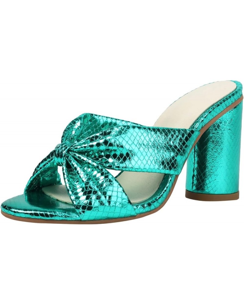 Bling Slippers for Women Foreign Trade Thick Heeled High Heeled Women's Sandals Slippers Leather Bedroom Slippers Women Green...