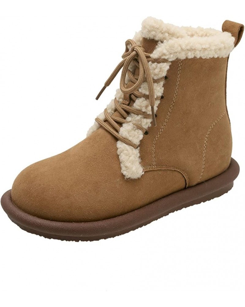 Suede Snow Boots for Women Waterproof Plush Lined Ankle Boots Comfortable Warm Outdoor Lace Up Winter Booties Khaki $21.52 Ou...