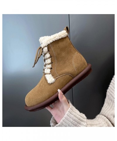 Suede Snow Boots for Women Waterproof Plush Lined Ankle Boots Comfortable Warm Outdoor Lace Up Winter Booties Khaki $21.52 Ou...