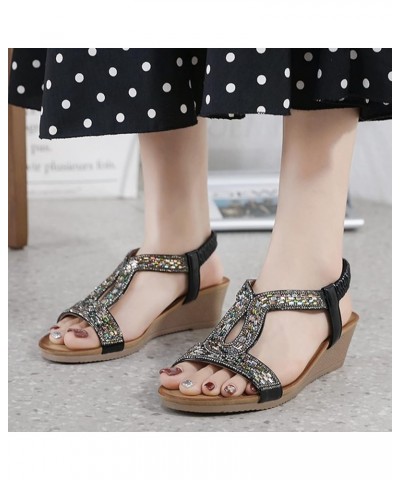 dress sandals for women low heel Fashion Spring Summer Flat Women Sandals Flower Rhinestone Open Toe Beach wedge shoes Z 13-b...