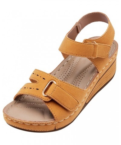 Sandals Women Comfortable, Womens Platform Sandals Causal Breathable Open Toe Wedge Sandals Shoes with Buckle Strap Yellow $1...