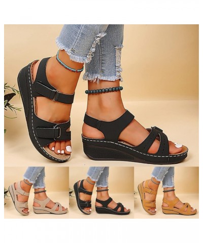 Sandals Women Comfortable, Womens Platform Sandals Causal Breathable Open Toe Wedge Sandals Shoes with Buckle Strap Yellow $1...