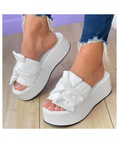 Platform Sandals Ladies Fashion Solid Color Leather Bow Wedge Heel Platform Fish Mouth Sandals Casual Party Dressy Beach Sand...