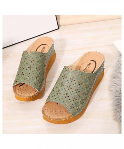 Wedge Sandals for Women Platform Summe Ladies Shoes Hollow and Sandals Fashion Roman Spring Women's Stitching Toe 7.5 Green $...