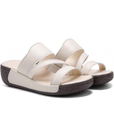 Women's Platform Sandals Slip on Summer Outdoor Slides Slippers Shoes Casual Fashion Platform Wedge Sandals for Ladies Beige ...