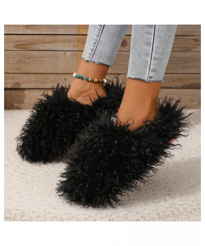 Unisex Fuzzy Faux Fur Slippers, Women's Fluffy Long Hair Sheep Faux Fur Slip on Slides, Girls Luxury Big Fluffy Outdoor Flat ...