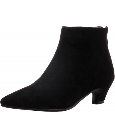 Pointed Toe Chelsea Short Boots with Kitten Heel and Back Zipper for Women Black $24.48 Boots