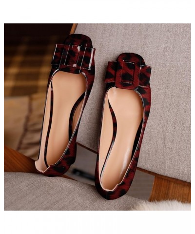 Women's Block Low Heels Chunky Heel Closed Square Toe Slip on Comfortable Business Party Dress Pumps Shoes with Buckle Leopar...