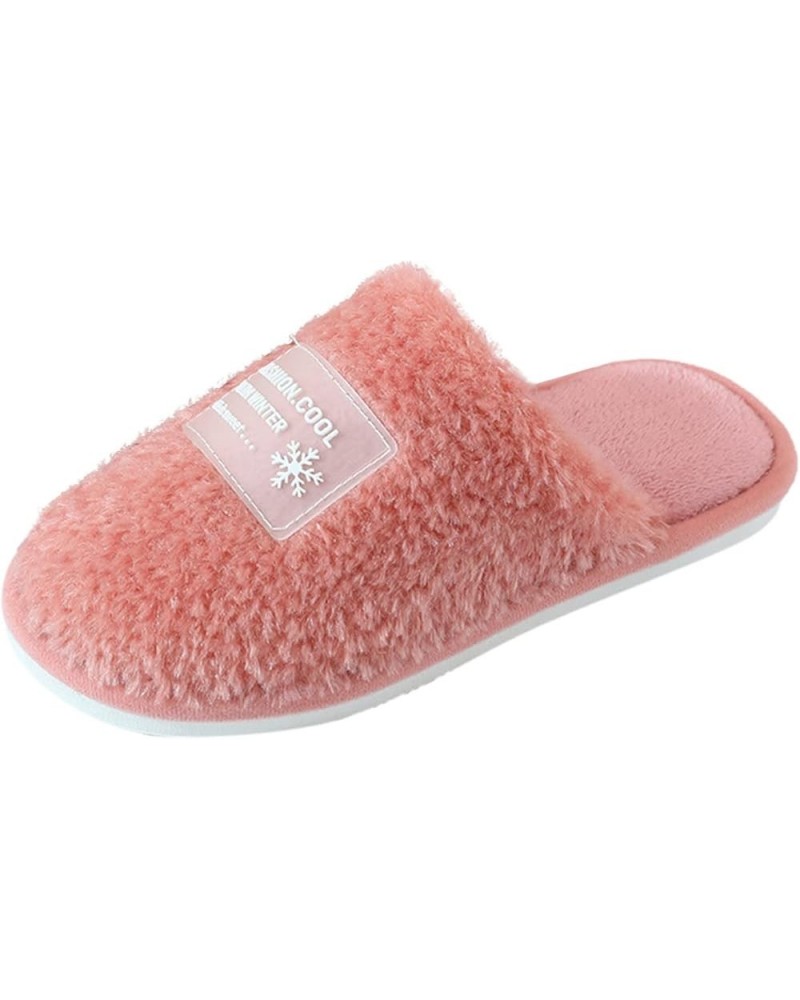 House Shoes for Women Men Integrated Winter Integrated Plush Shoes Soft Bottom Stylish Integrated Loafers Red $12.35 Slippers