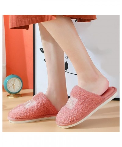 House Shoes for Women Men Integrated Winter Integrated Plush Shoes Soft Bottom Stylish Integrated Loafers Red $12.35 Slippers