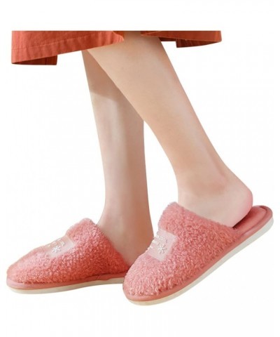 House Shoes for Women Men Integrated Winter Integrated Plush Shoes Soft Bottom Stylish Integrated Loafers Red $12.35 Slippers