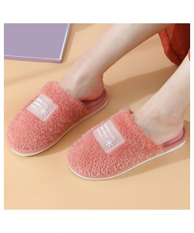 House Shoes for Women Men Integrated Winter Integrated Plush Shoes Soft Bottom Stylish Integrated Loafers Red $12.35 Slippers