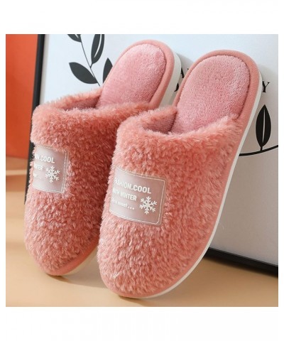 House Shoes for Women Men Integrated Winter Integrated Plush Shoes Soft Bottom Stylish Integrated Loafers Red $12.35 Slippers