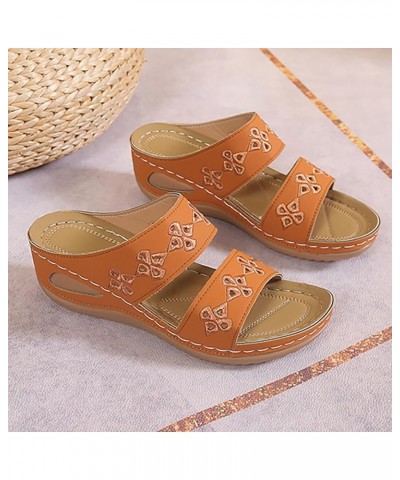 Women Sandals Casual Activities Fashionable Lightweight Beach Slides Heel Hollow Casual Slope Bottom Retro Sandals Brown $14....